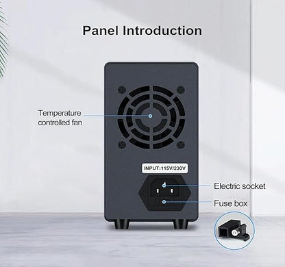 Wanptek DC Power Supply Variable 62V 5A, Bench Power Supplies with Encoder Adjustments Knob, USB Fast Charge Port with Output Current Display, 4-Digit LED Display