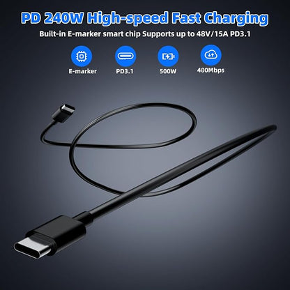 500W Fast Charging 8 Port USB C Charger Block with Nylon Fast Charging Cable, Multi-Device Charging Station Wall Desktop Charger with GaN Ⅲ Technology, USB-C Charger Adapter for MacBook/iPad/iPhone 16