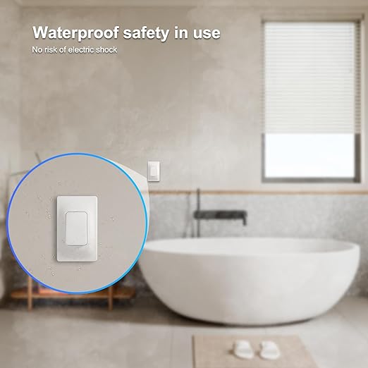 Thinkbee Self-Powered Wireless Light Switch and Receiver Kit, Kinetic Remote Control Wall Switch for Lights LED Lamps Ceiling Lighting Fixture Fans No Battery No WiFi Needed