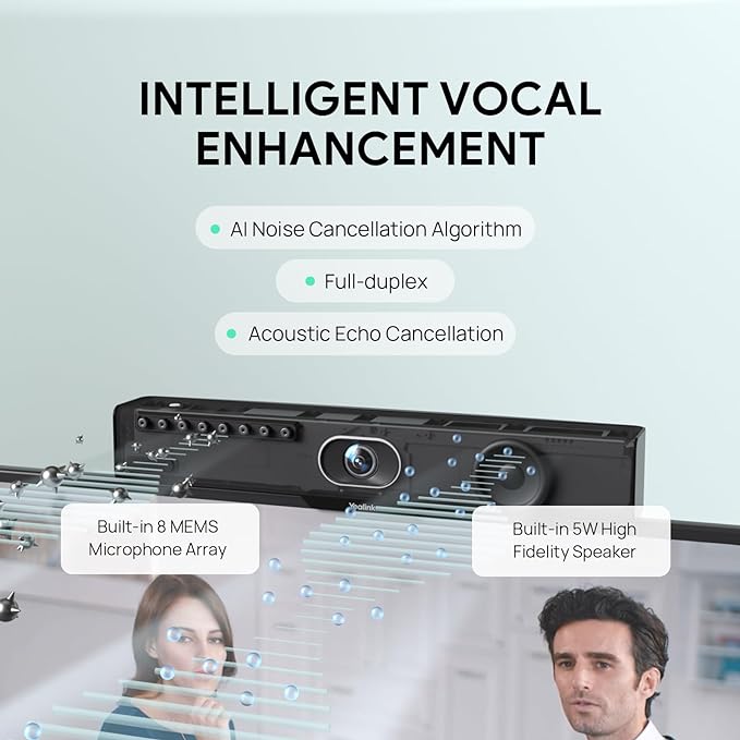 Yealink MeetingBar A10 Conference Room Webcam 4K 120° Wide Angle Camera with Android OS, Video Conferencing System with Microphone and Speaker, AI Speaker Tracking, Auto Framing, Teams Zoom Certified