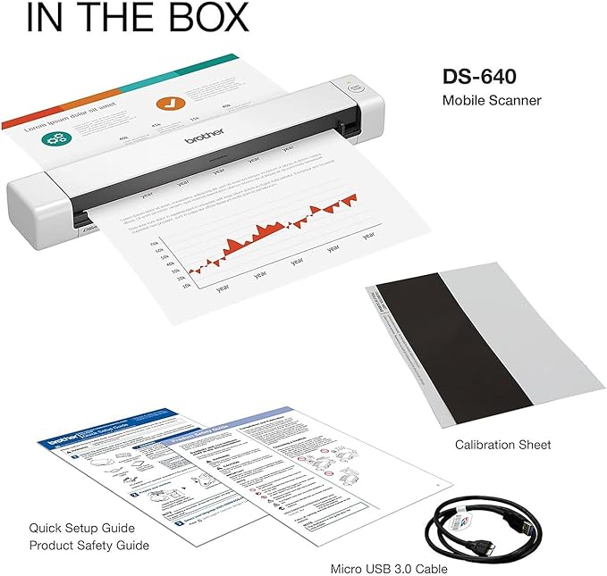 Brother DS-640 Compact Mobile Document Scanner, (Model: DS640) 1.5"x2"x11.9"
