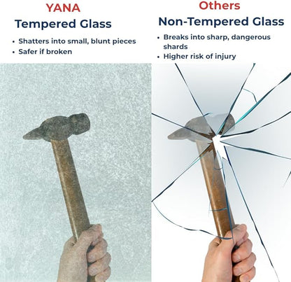 Custom Cut to Size 3/8" Shower Glass Panel - Frameless Fixed Bathroom Screen with Different Color Hardware – Tempered Glass Glass Door, Water-Resistant, Minimalist Design by Yana Glass and Mirror