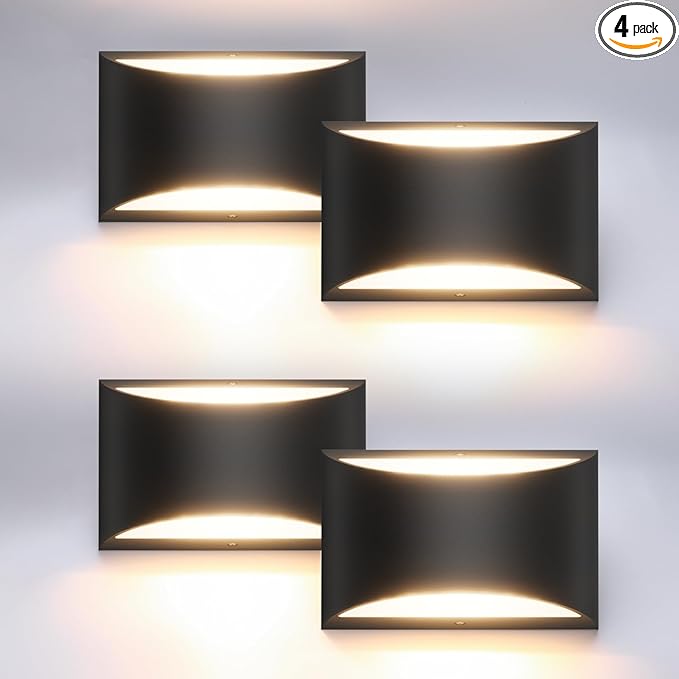 Aipsun 4 Pack Black Modern LED Wall Sconce Hardwired Indoor Wall Lights Up and Down Wall Mount Light for Living Room Bedroom Hallway Corridor Conservatory Warm White 3000K(with G9 Bulbs)
