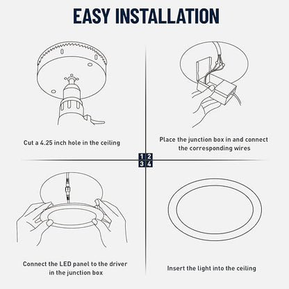 12 Pack Recessed Lighting 4 Inch with Junction Box, 5CCT 4 Inch Brushed Nickel LED Recessed Lights Dimmable 2700K-6000K, 9W 700lm Ultra Thin Recessed Lighting - ETL and Energy Star Certified