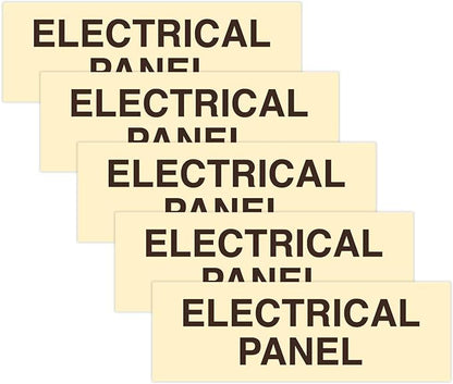 All Quality Basic Electrical Panel Sign - Fire Regulation Safety Compliance Sign - Ivory/Dark Brown - Large (5 Pack)