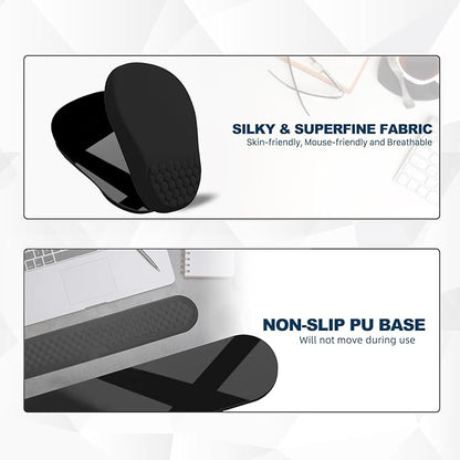Hasinart Ergonomic Mouse Pad and Keyboard Wrist Rest with Massage Design, Space-Saving Mouse Pad Wrist Support, Memory Foam Wrist Rest with Non-Slip PU Base for Computer Desk, Black