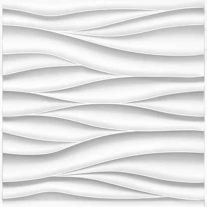 STICKGOO Wave Wall Panels for Interior Wall Decor, White 3D Wall Panels Accent Wall, Paintable 3D Wall Decor Covering Panels for Living Room Bedroom, Pack of 12 Tiles