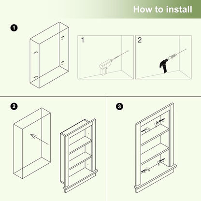 Recessed Medicine Cabinet for Bathroom Cabinet with Storage,14x24 in Wall Shower Niche Insert,3-Tier Bathroom Niche for Shower Wall,Recessed Medicine Cabinet Insert for Drywall,MDF,Brown