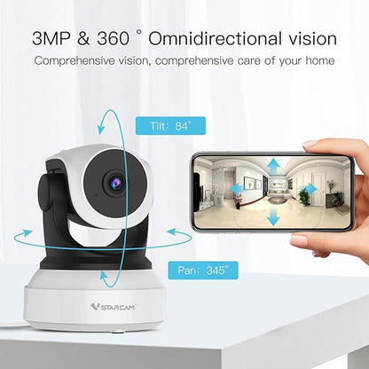 VSTARCAM Cameras for Home Security Indoor, 2K with 360° Rotation, Human/Motion Detection with Auto Tracking, 2-Way Audio & DIY Voice, 2.4GHz WiFi Wireless, Cloud & SD Card Storage(up to 256GB)