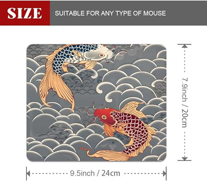 Koi Fish Japanese Tattoo Square Mouse pad, Texture, Waterproof, Anti Slip Rubber Base, Computer Mouse pad, Laptop Mouse pad