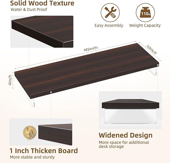 Dual Monitor Stand Riser, 40" Large Computer Monitor Stands for 2 Monitors, Wooden Desktop Organizer Shelf for Office Desk Computer, Laptop, TV, Monitor, Printer