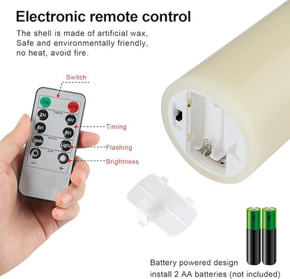 Flameless Candles, Flickering Moving Flame LED Candles Set of 5 (Size: D: 3" x H: 4"/4"/4"/6"/6") Pillar Realistic Real Wax Battery Operated Candles with Remote Control 2 4 6 8 Hours Timer
