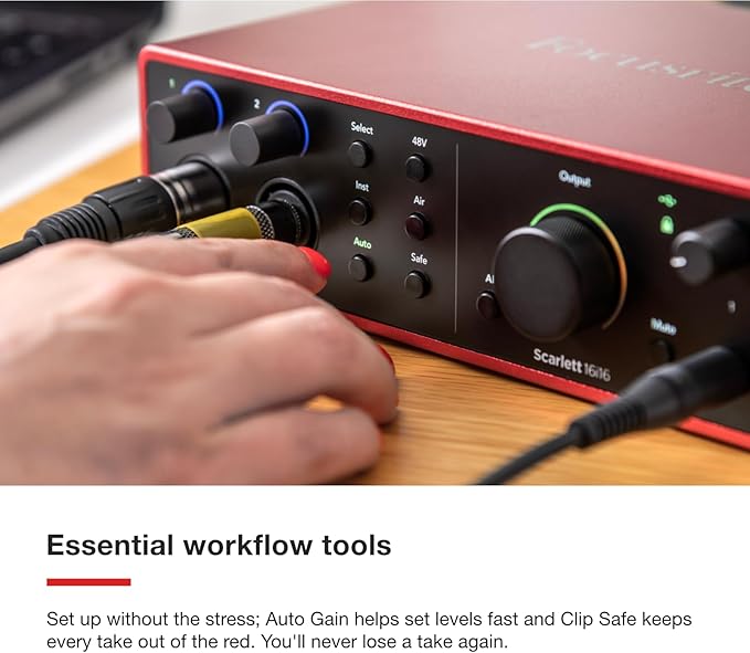 Focusrite Scarlett 16i16 4th Gen USB Audio Interface, for Songwriting, Music Production, Recording, and Podcasting — High-Fidelity, Studio Quality Recording, and All the Software You Need to Record