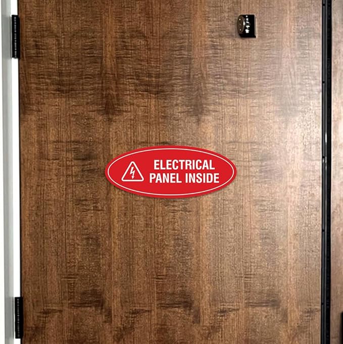 Signs ByLITA Oval Electrical Panel Inside Sign (Black/Silver) - Large