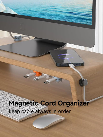 Magnetic Cable Clips, Adjustable Cord Holder Management, Adhesive Wire Keeper Organizer for Home Office Desk Phone PC Car Wall Desktop Nightstand Appliance (9-PCS White_Black_Orange_Blue)