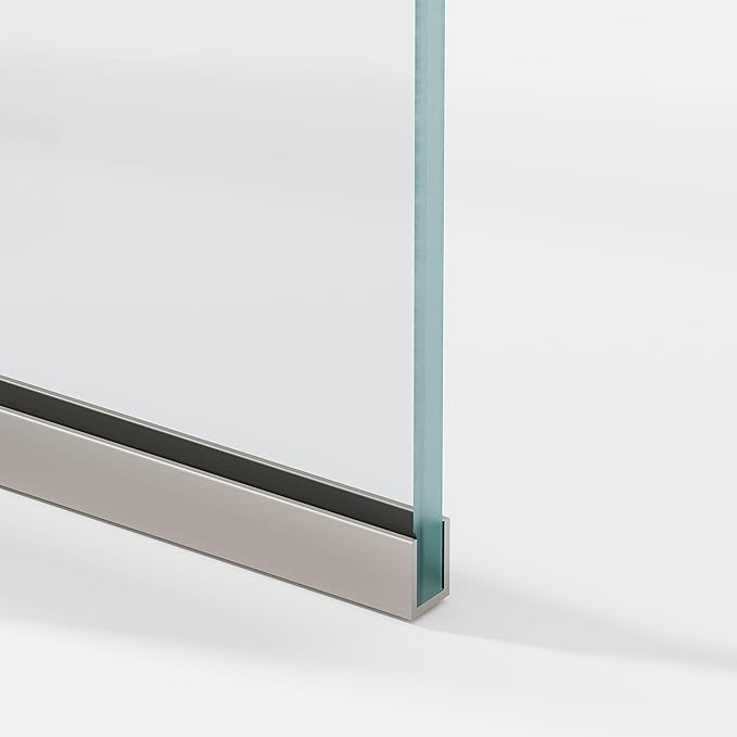Royalty Fixed Shower Screen - 36" x 76" Frameless 3/8" Clear Tempered Glass Panel with Hardware - Easy Clean Smart Guard Coating - Minimalist Modern Design for Bathroom - Brushed Gold