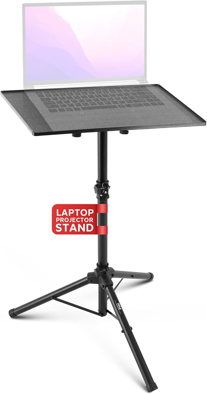 Pyle Projector Stand Tripod 28.0'' - 50.0'', Pro DJ Laptop, Easy Setup, Portable Studio Stand for Laptops, Mixers, and Projectors, Height Adjustable for Stage, Home, Studios, Stable and Versatile