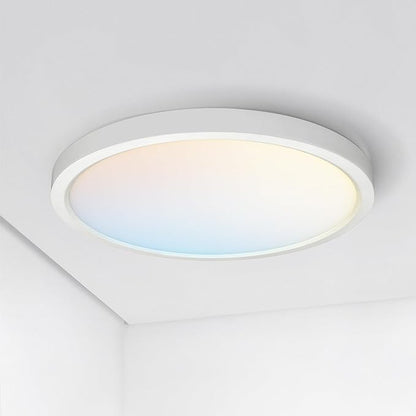 ASD LED 15" Round Flush Mount Ceiling Light Fixture, Low Profile Surface Lighting | 5CCT, Dimmable, Ultra-Thin, ETL Listed | 28W 2300LM 2700-6000K 100-277V | Kitchen, Bedroom, Hallway Lamp | White