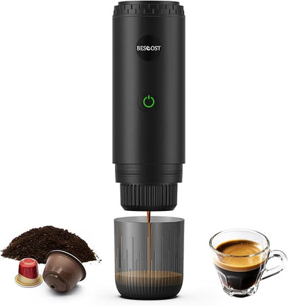 Portable Espresso Maker with Self Heating, 20 Bar 3-in-1 Electric Coffee Maker for Travel & Camping, 7800mAh Battery Coffee Machine Compatible with NS/DG Capsules & Ground Coffee, USB-C Charging