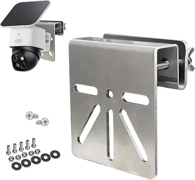 WiTi Gutter Mount Stainless Steel Bracket for Eufy Security SoloCam S340, Solar Security Camera Holder Anti-Rust Screws, No Drill Installation Compatible with IP PTZ DomeCameras Outdoor