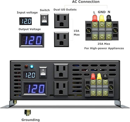 WZRELB 3000W 24V 110~120V Pure Sine Wave Solar Power Inverter with Remote Control Switch