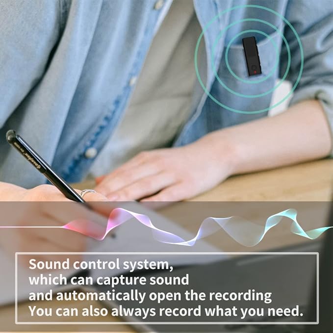 64GB Lavalier Recorder - Recording with Playback Digital Voice Recorder Ideal for Meetings/Lectures/Interviews Password Protected Portable Mini Recorder with USB, MP3 Audio Recording Device