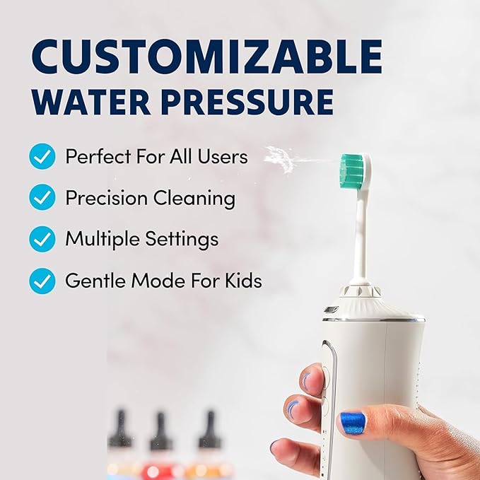 Professional Water Flosser - Advanced Dental Care for a Healthier Mouth, Gum, and Teeth - IPX7 Waterproof Oral Irrigator | 7 Replacement Tips, Travel-Friendly, Rechargeable - Oral Hygiene (White)