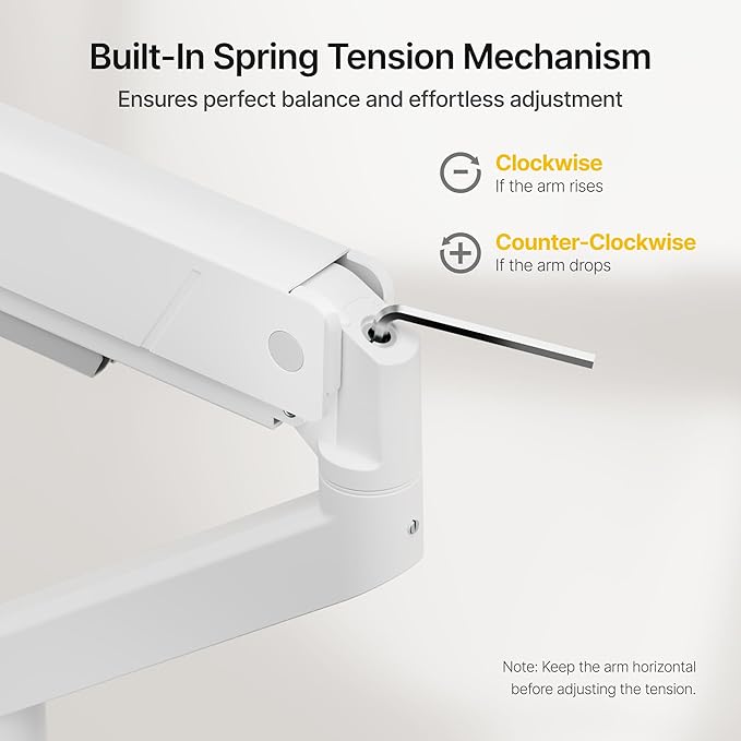 monTEK Single Monitor Arm with USB for Max 45 Inch Ultrawide Screens Adjustable Monitor Desk Mount Holds 35 Lbs Cable Management with C Clamp/Grommet Desk Mount, VESA 75/100mm, MA1007UCWH