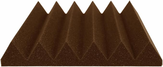 Foam Factory Inc 24 Pack Color Acoustic Foam Panel Studio Soundproofing Wedge Wall Tiles 12” X 12” X 2” (Brown)