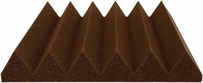 Foam Factory Inc 24 Pack Color Acoustic Foam Panel Studio Soundproofing Wedge Wall Tiles 12” X 12” X 2” (Brown)