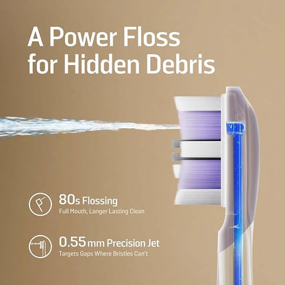 Soocas NEOS II Ultra – Electric Toothbrush with Water Flosser Combo, 3-in-1: Flosses, Vibrates and Oscillates, Flossing Toothbrush for Adults, Cordless Water Flosser for Travel, Champagne Gold