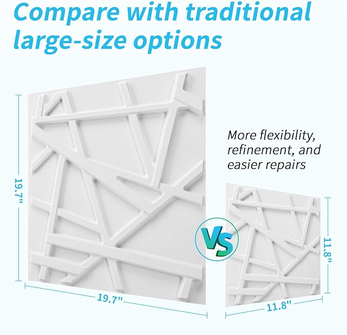 Art3d 100 Pack Decorative 3D Wall Panels, 97 Sq.Feet PVC Interior Wall Décor, 11.8"x11.8", White