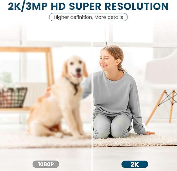 litokam Security Camera Indoor 2K, 360 Pan/Tilt Cameras for Home Security with Motion Detection, Baby Monitor for Pet/Dog with Night Vision, 2.4GHz WiFi Cam with Phone App & 2-Way Audio