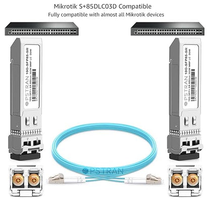 OPSTRAN 10GBASE-SR SFP+ Optical Transceiver Module Compatible with Mikrotik S+85DLC03D 850nm 300m DDM Duplex LC MMF