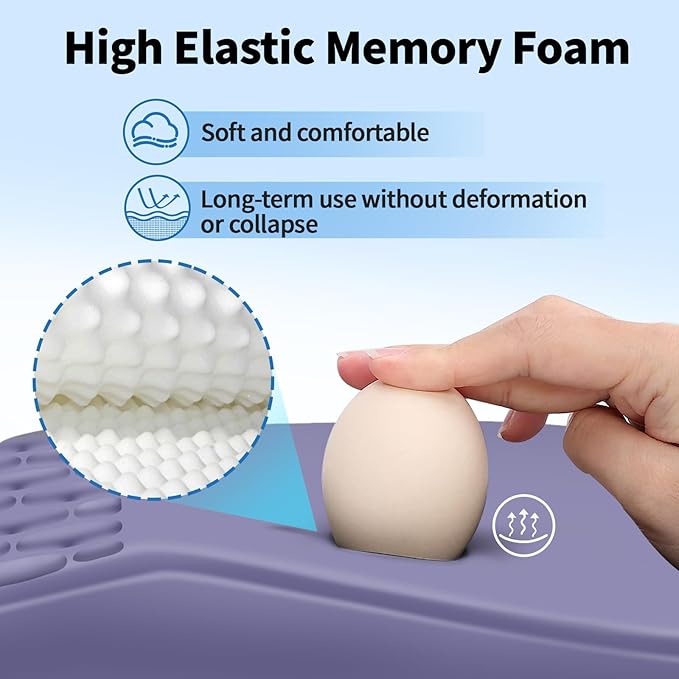 YIWEI Ergonomic Mouse Pad with Wrist Rest - Comfortable Office Mousepad with Memory Foam Wrist Support for Carpal Tunnel Relief, Mouse Pads with Non-Slip Base for Gaming and Home (Purple)