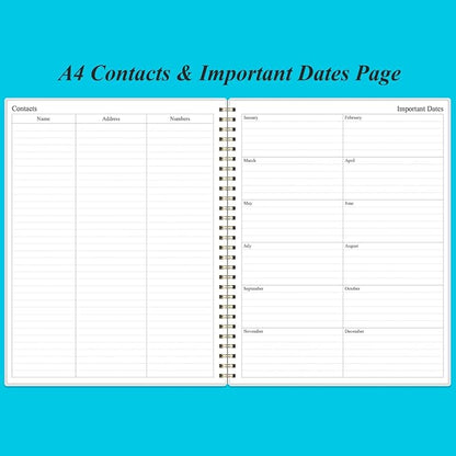Daily Planner Undated - 8.5" x 11" To Do List Notebook Hourly Schedules, 150 Sheets/300 Pages Spiral Appointment Planner for Women and Men ,PVC Hardcover, Inner Pocket, Elastic Closure, Blue