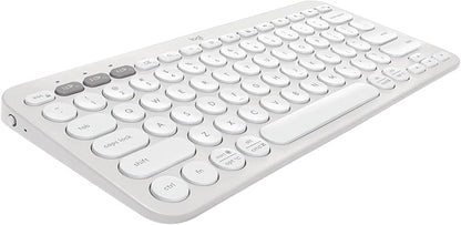 Logitech Pebble Keys 2 K380s, Multi-Device Bluetooth Wireless Keyboard with Customizable Shortcuts, Slim and Portable, Easy-Switch for Windows, macOS, iPadOS, Android, Chrome OS - Tonal White