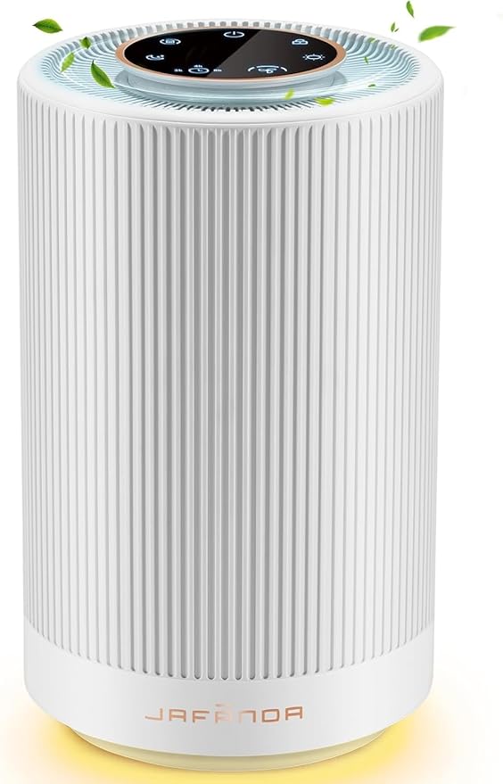Jafanda Air Purifiers for Home Bedroom Coverage 450 sqft, 23 dB Air Cleaner with Brushless Motor, Effectively Remove Pollen Dust and Odor to Prevent Seasonal Air Diseases, Night Light