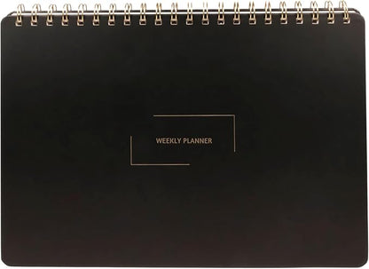 Undated Weekly Planner | 8.25” x 11.75” Work To-Do Notebook | ADHD Academic Organizer | Multi-Layout | Men and Women Planner | College Supplies | Black | Landscape Layout
