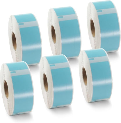 BETCKEY Colored Labels Compatible with Dymo 1738595 (3/4" x 2-1/2") Barcode/File Labels, Compatible for Dymo LabelWriter Thermal 450, 4XL & Zebra Desktop Printers [6 Rolls, Light Blue]