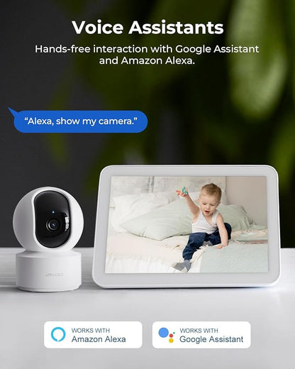 IMILAB C21 2 Pack 2.5K Security Camera Indoor, Room Camera for Bedroom 360° View, Pet Cam w/Phone App & Speaker, Indoor Cam for Dog/Kid/Baby/Elderly, Plug-in, 2.4GHz WiFi, Local/Cloud Storage