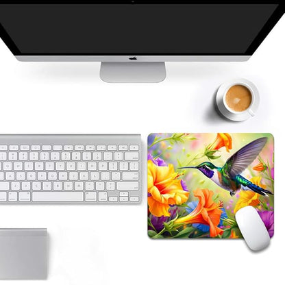 Hummingbird Flowers Square Mouse pad, Texture, Waterproof, Anti Slip Rubber Base, Computer Mouse pad, Laptop Mouse pad