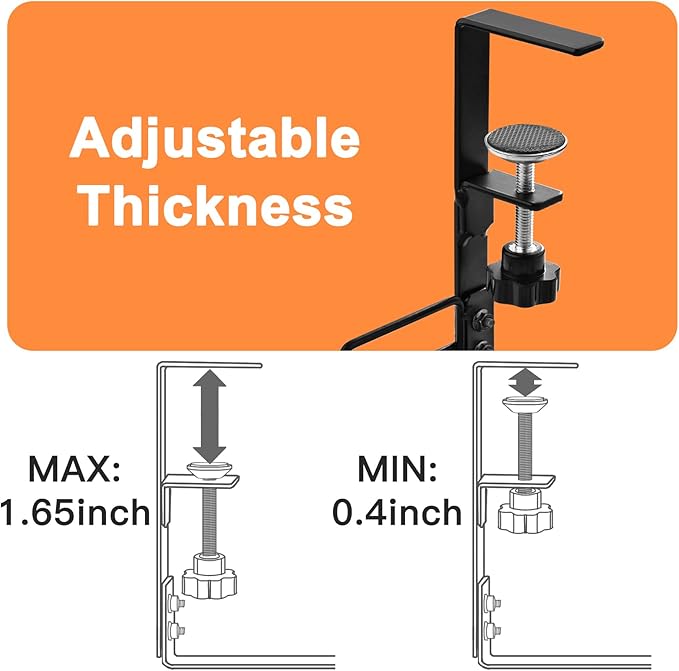 NoDrill 2 Pack 15.7" Under Desk Cable Management Tray, Sturdy Metal Cord Organizer for Office & Home Standing Desk