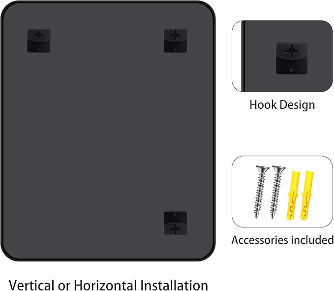 FORBATH Black Bathroom Mirror 40 x 48 Inch, Rectangular Vanity Mirror Wall Rounded Corner Metal Framed Bathroom Mirror for Living Room Bedroom Entryway Decor (Horizontal/Vertical)