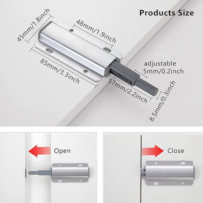 Push to Open Door Latch, 2 Pack Magnetic Push Latches, Adhesive Heavy Duty Touch Latch Hardware for Push to Open, Magnetic Door Catch for Cabinet Drawer Wardrobe Kitchen Door