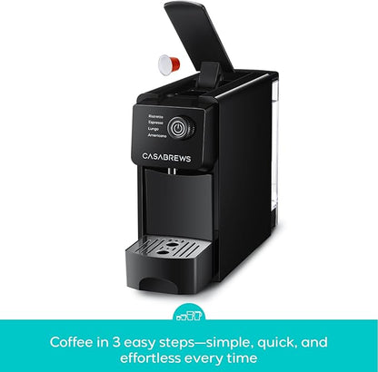 CASABREWS CM7036E Espresso Machine for Nespresso Original Pods, 20 Bar Compact Capsule Coffee Machine with 21 oz Removable Water Tank and 4 Brewing Modes, Mini Espresso Maker for Home or Office, Black