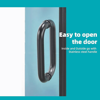 Pivot Swing Shower Door, Adjustable Width 40" W x 74" H Semi-Frameless Shower Glass Door with 5/16 in (8mm) Clear SGCC Tempered Glass with Nano Easy-Clean Coating (Matte Black)