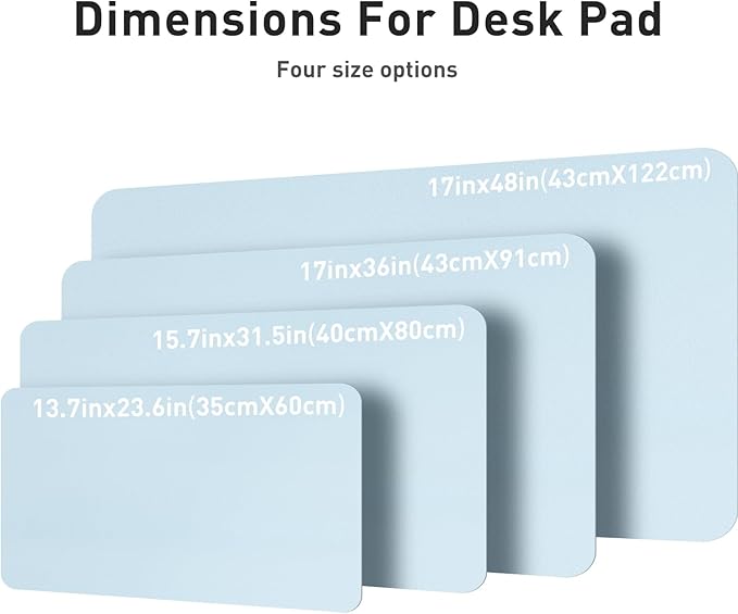 Aothia Leather Desk Pad Protector, Mouse Pad, Office Desk Mat, Non-Slip PU Leather Desk Blotter, Laptop Desk Pad, Waterproof Desk Writing Pad for Office and Home (31.5" x 15.7",Baby Blue)
