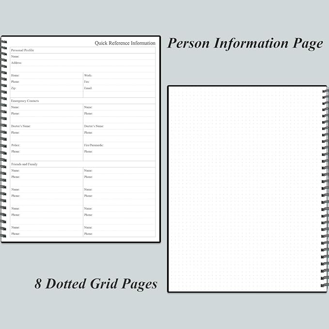 Daily Planner Undated - A4 To Do List Notebook Hourly Schedules, Spiral Appointment Planner for Women and Men,PVC Hardcover, Inner Pocket, Elastic Closure, 8.5" x 11", Black