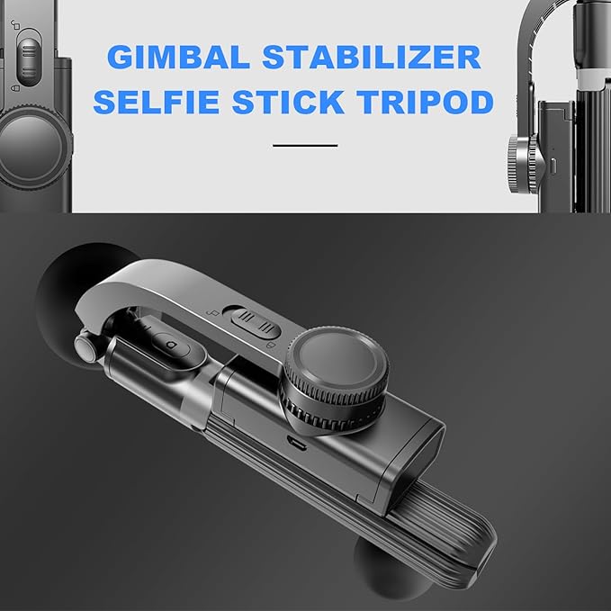 Gimbal Stabilizer for Smartphone ，with Retractable Selfie Stick and Tripod，1-Axis Multifunction Remote 360°Automatic Rotation， Auto Balance for iPhone/Android